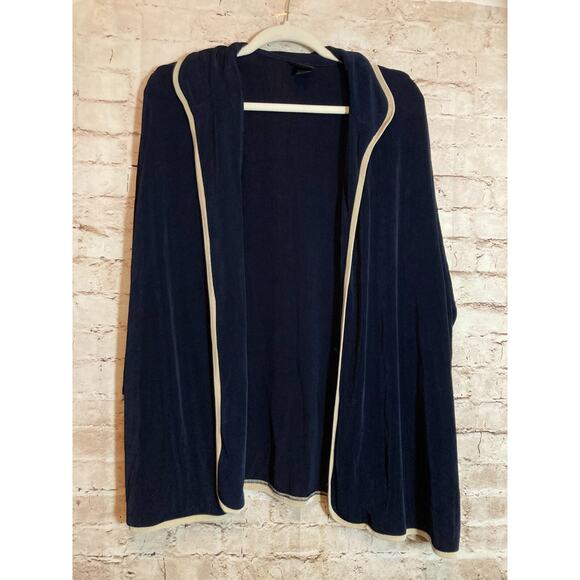 Citiknits Slinky Top Womens 3X Dark Navy Acetate Open Front Plus Stretch - Picture 1 of 14